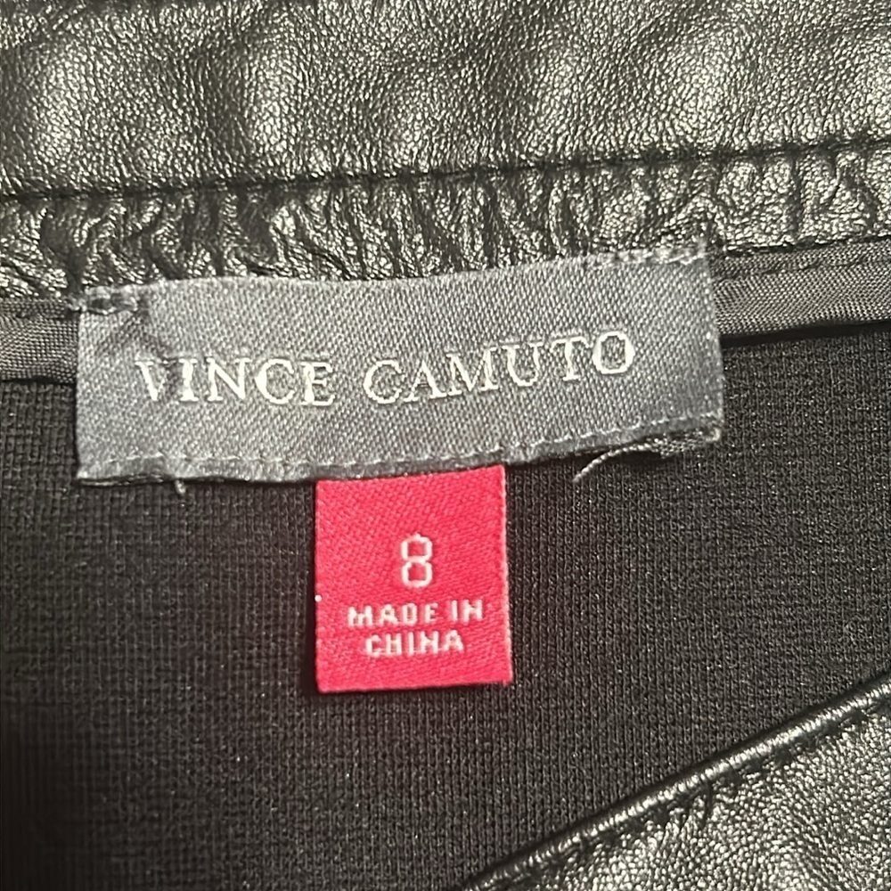 Vince Camuto Black Zipper Front Skirt with Faux Leather Trim Size 8 - Picture 5 of 6